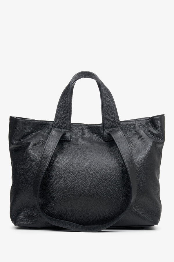 Women's large black Estro handbag made from genuine leather.