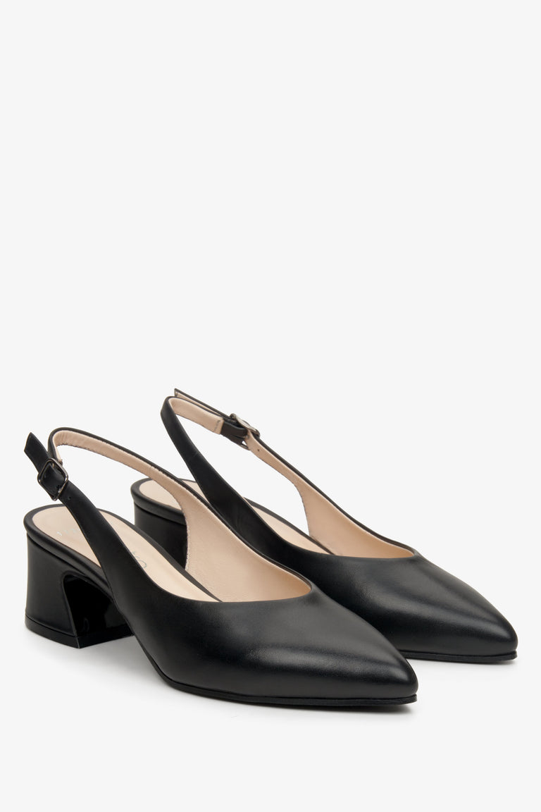 Women's black open-back pumps by Estro.