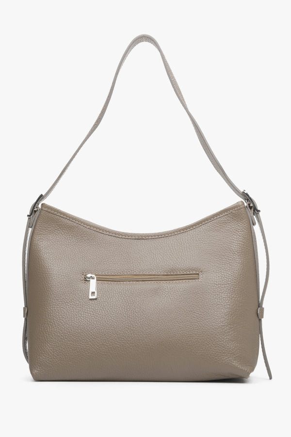 Women's brown shoulder bag made of genuine leather by Estro - reverse side.