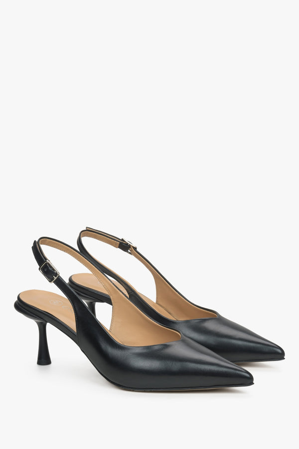 Women's black slingbacks made of genuine leather by Estro.