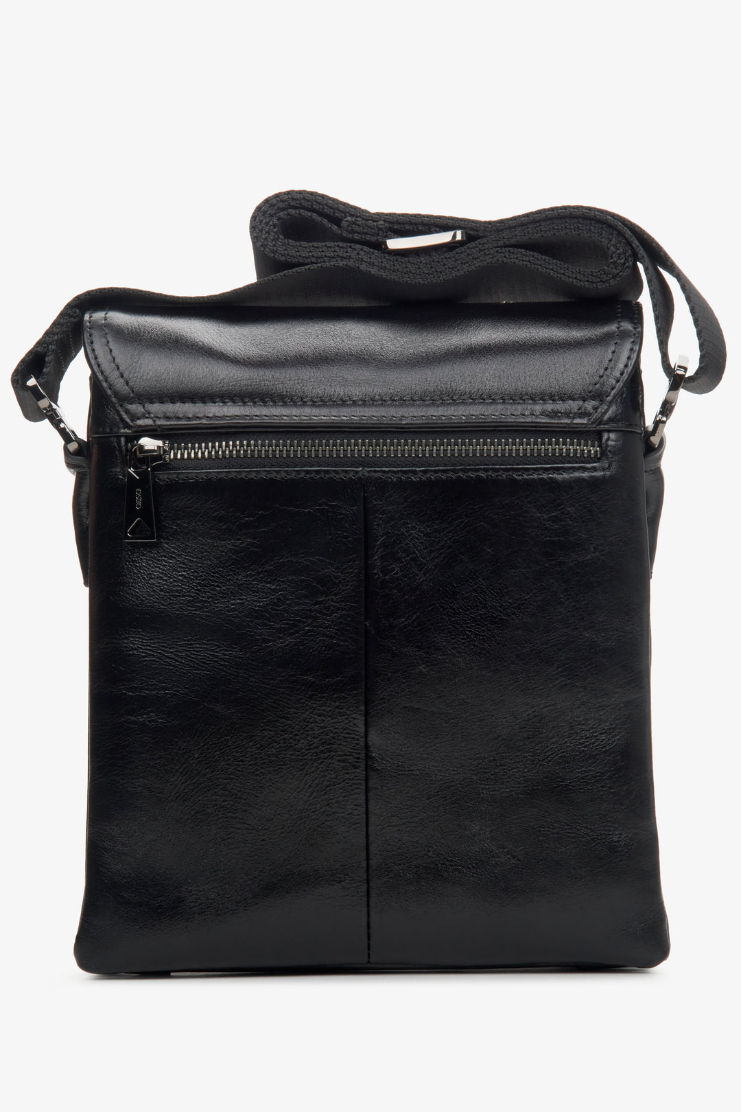  Men's bag with an adjustable strap in black color - reverse side.