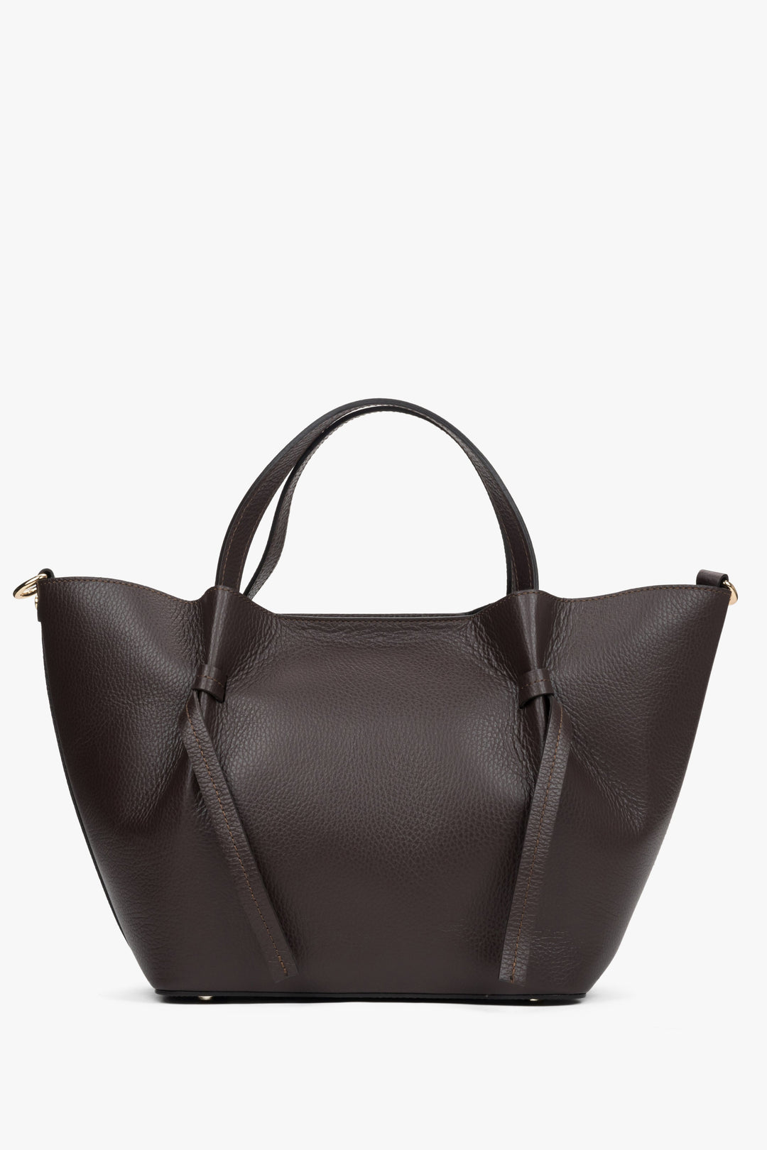 Women's Dark Brown Boat Shaped Handbag made of Premium Italian Genuine Leather Estro ER00116352.