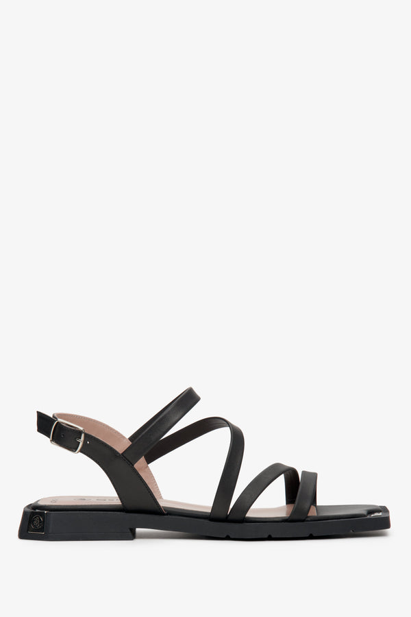 Women's Black Sandals with Thin Strap Estro ER00112696.