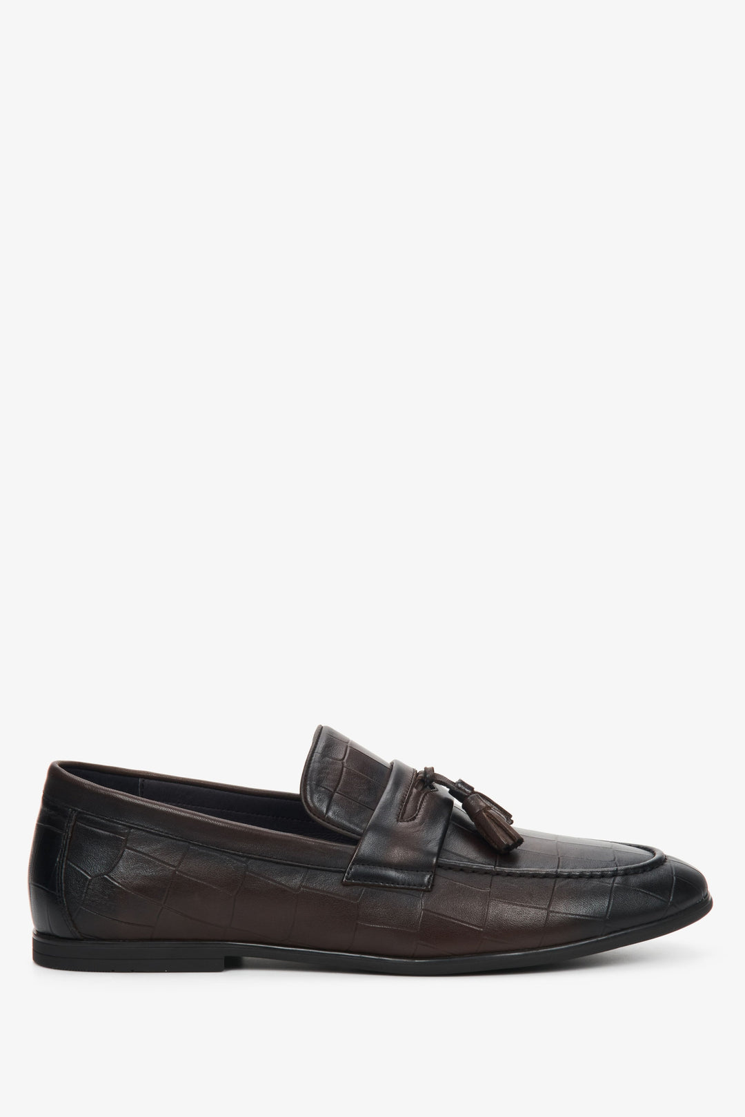 Men's Dark Brown Slip-On Loafers made of Genuine Leather Estro ER00109298.