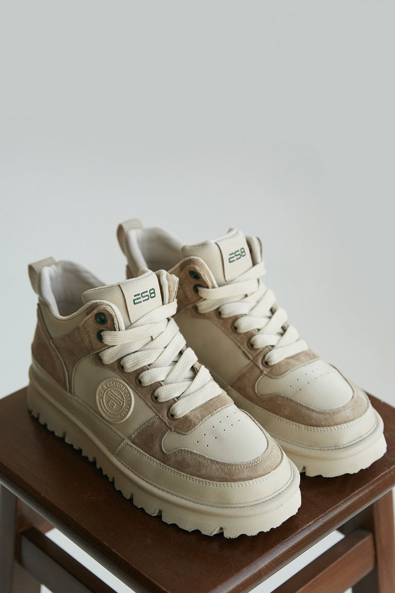 Women's Beige Sneakers made of Genuine Leather and Velour ES8 ER00111706.