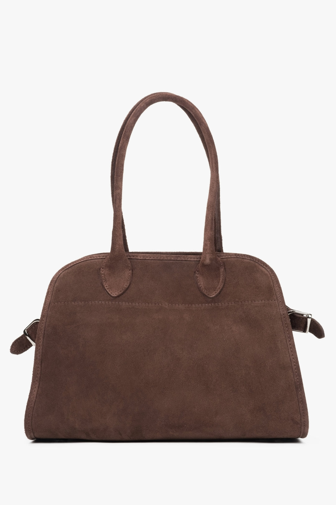 Dark brown women's satchel handbag made of premium quality Italian natural velour.