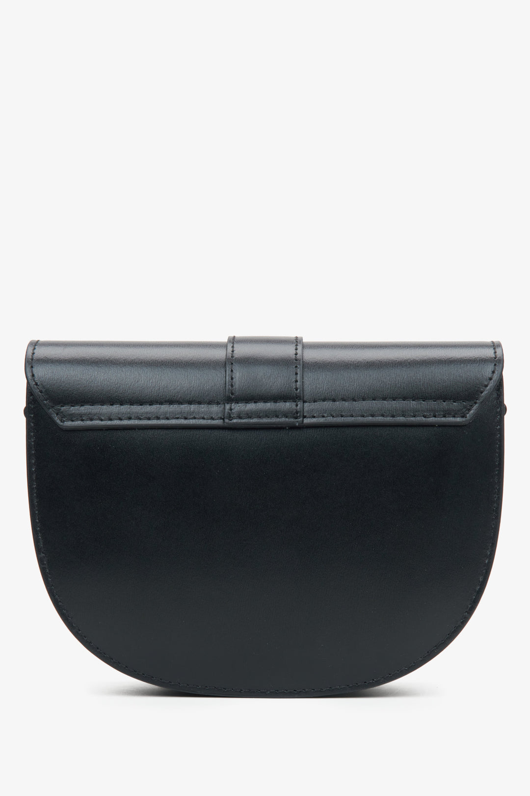Estro women's black crescent-shaped  handbag made of genuine leather - back view presentation of the model.