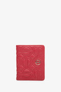 Women's Red Card Wallet made of Genuine Leather with Silver Accents Estro ER00113657.
