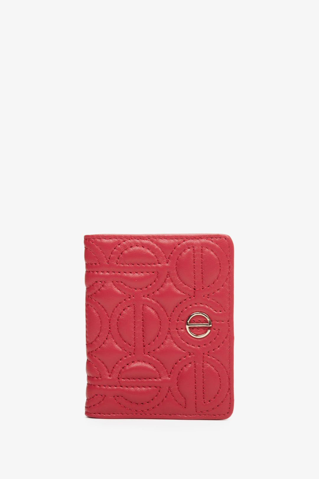 Women's Red Card Wallet made of Genuine Leather with Silver Accents Estro ER00113657.