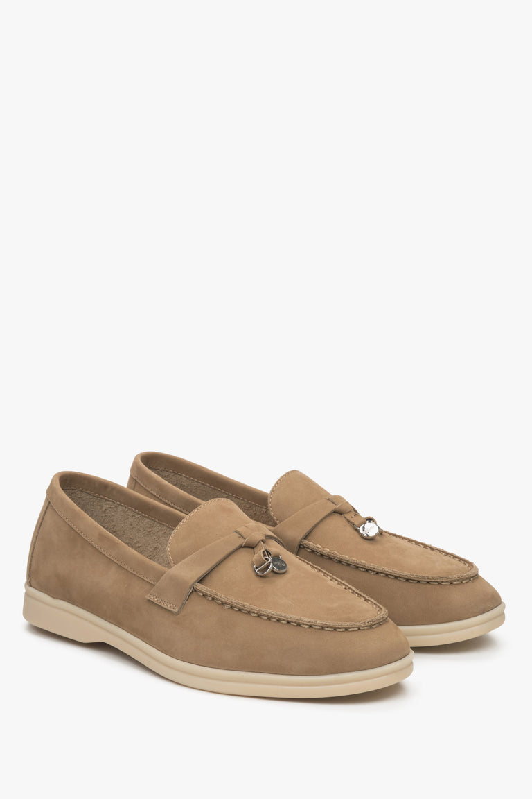 Women's Brown Tassel Loafers made of Nubuck Estro ER00114687