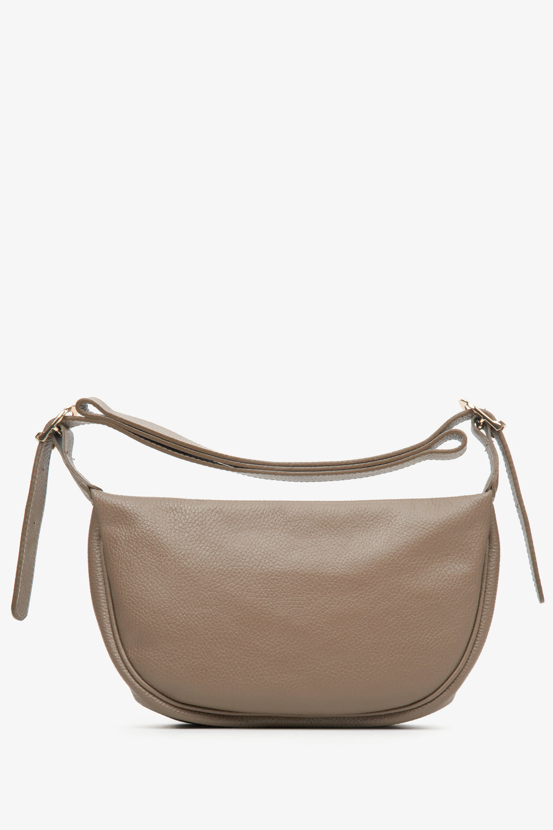 Leather women's shoulder bag in light brown colour with gold accents by Estro.