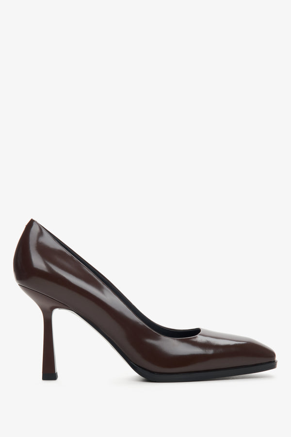 Women s Saddle Brown Leather Heels ESTRO Online Store Estro.eu