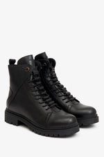 Women's Black Leather Ankle Boots for Winter Estro ER00107895.