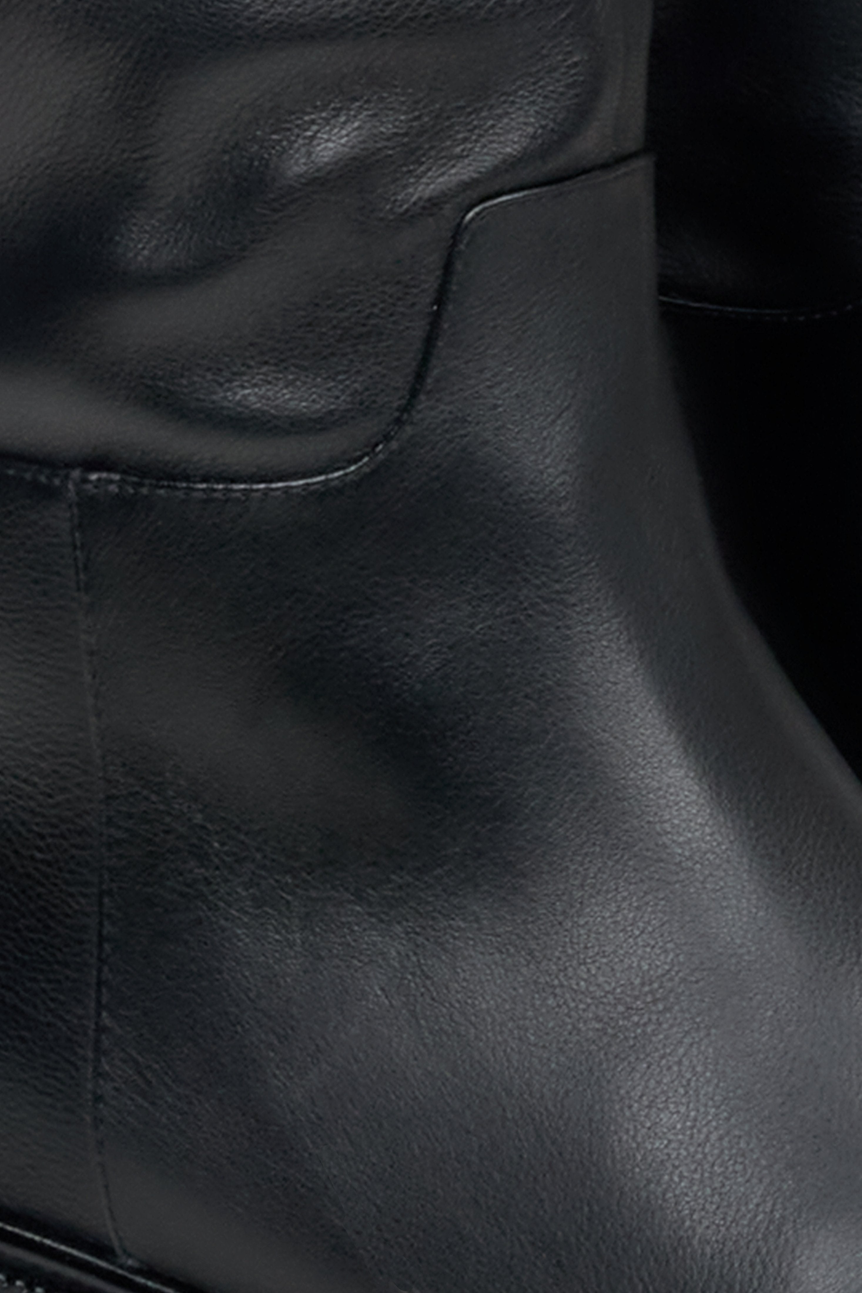 Women's black leather boots by Estro.