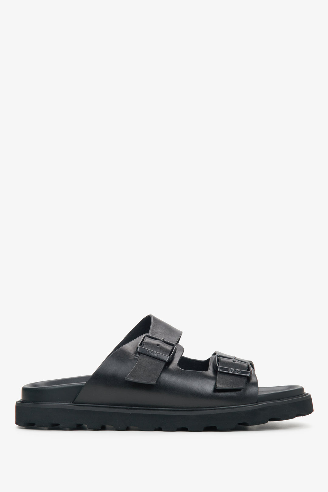 Men's Black Leather Slides with Thick Straps Estro ER00115494.