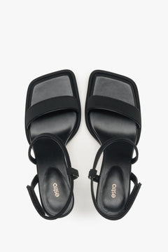 Black Estro women's sandals combining genuine leather and textiles.