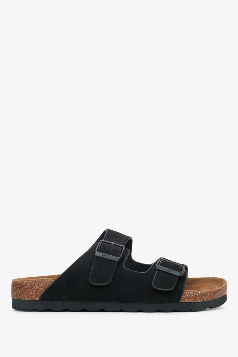 Men's Black Nubuck Sandals with Thick Straps Estro ER00115496.