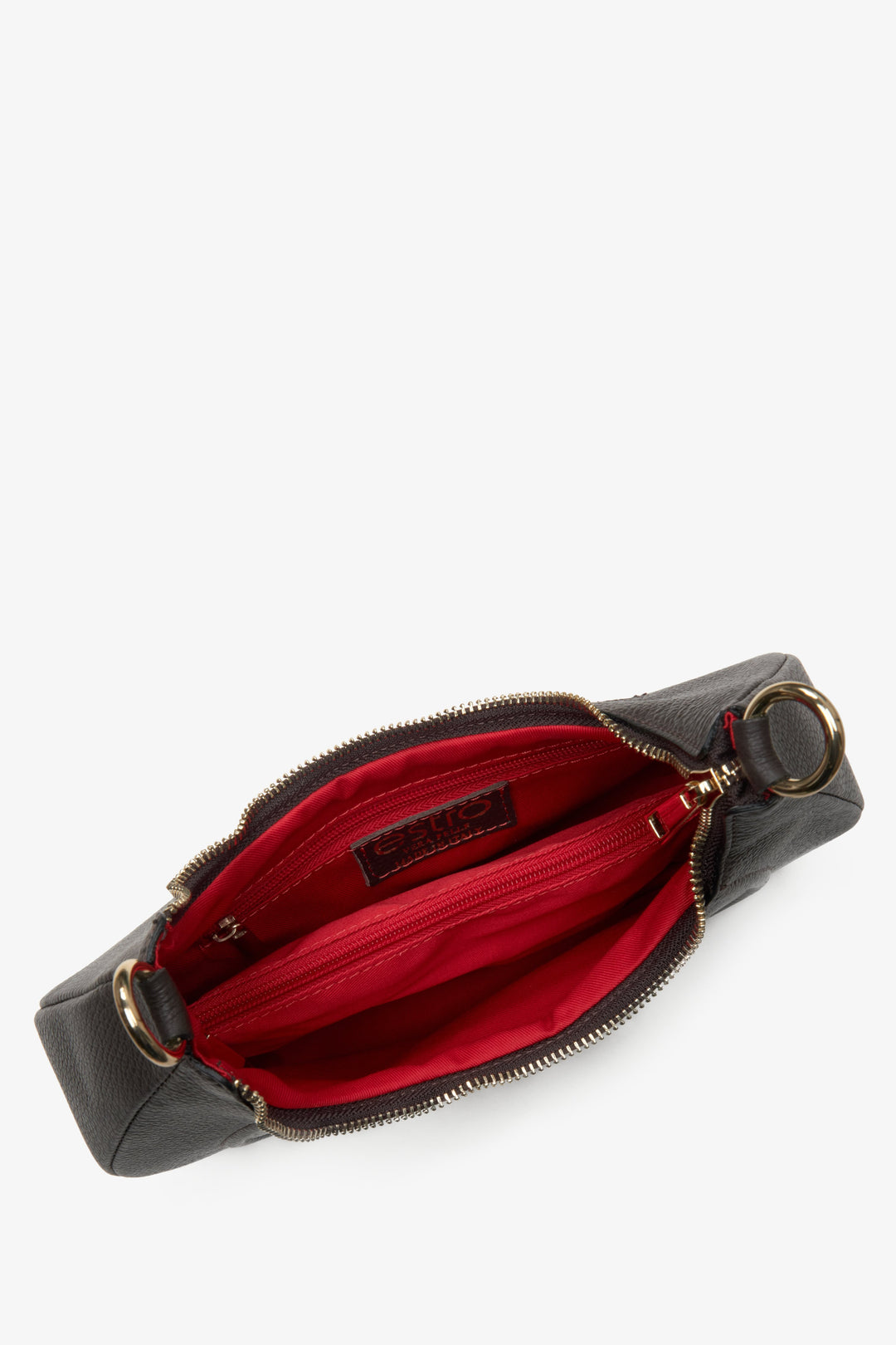 Italian leather saddle brown handbag Estro - presentation of the bag inside.