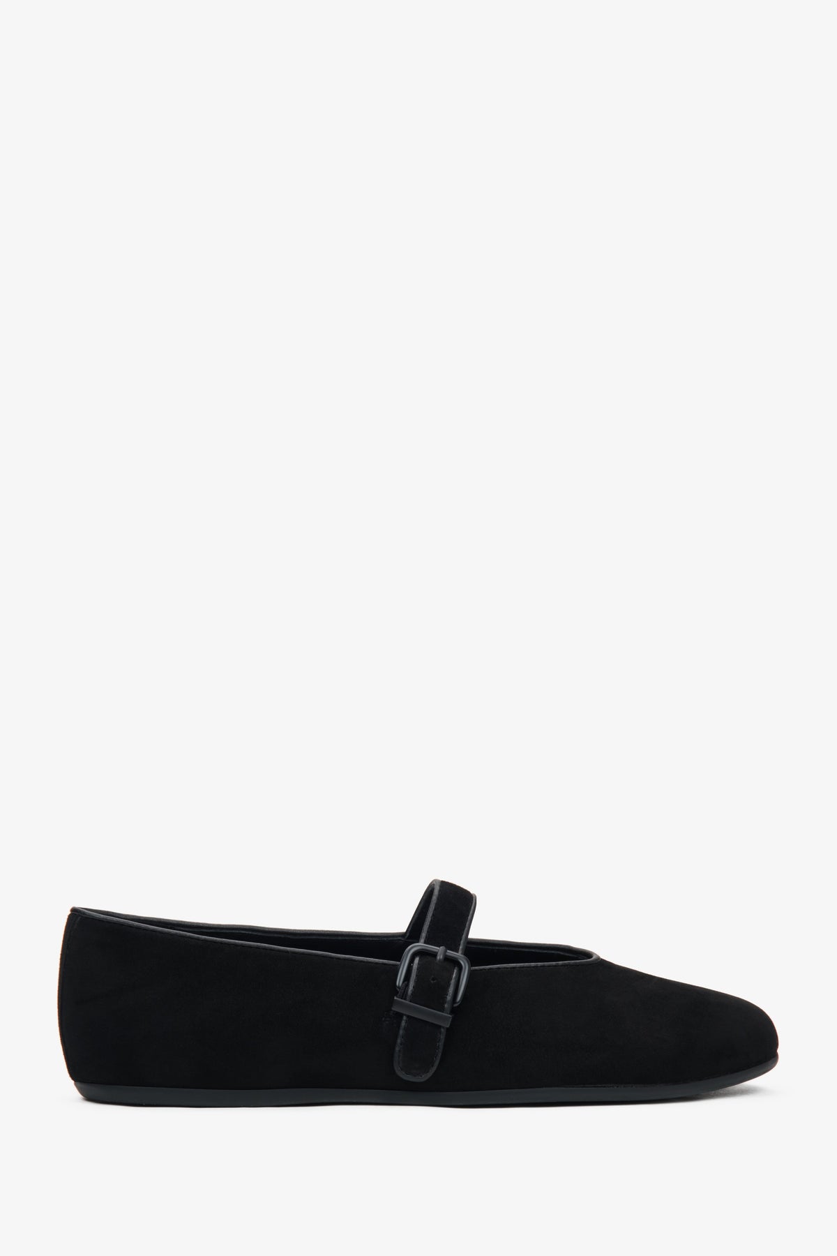 Women's Black Ballet Flats with a Buckle made of Soft Genuine Velour Estro ER00116951.