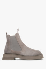 Women's Low-Heeled Chelsea Boots in Grey Suede Estro ER00114059