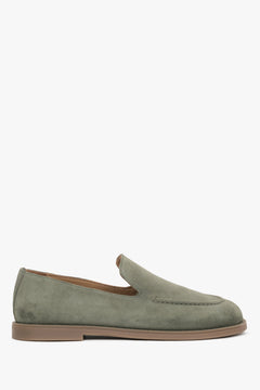 Women’s Olive Barefoot Loafers in Premium Italian Genuine Velour Estro ER00119488.