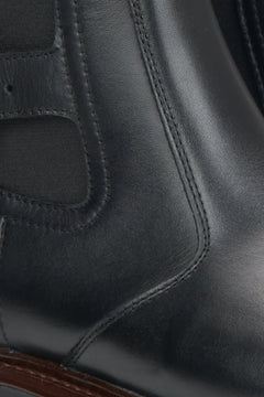 Women's black ankle boots by Estro - close-up of the details.