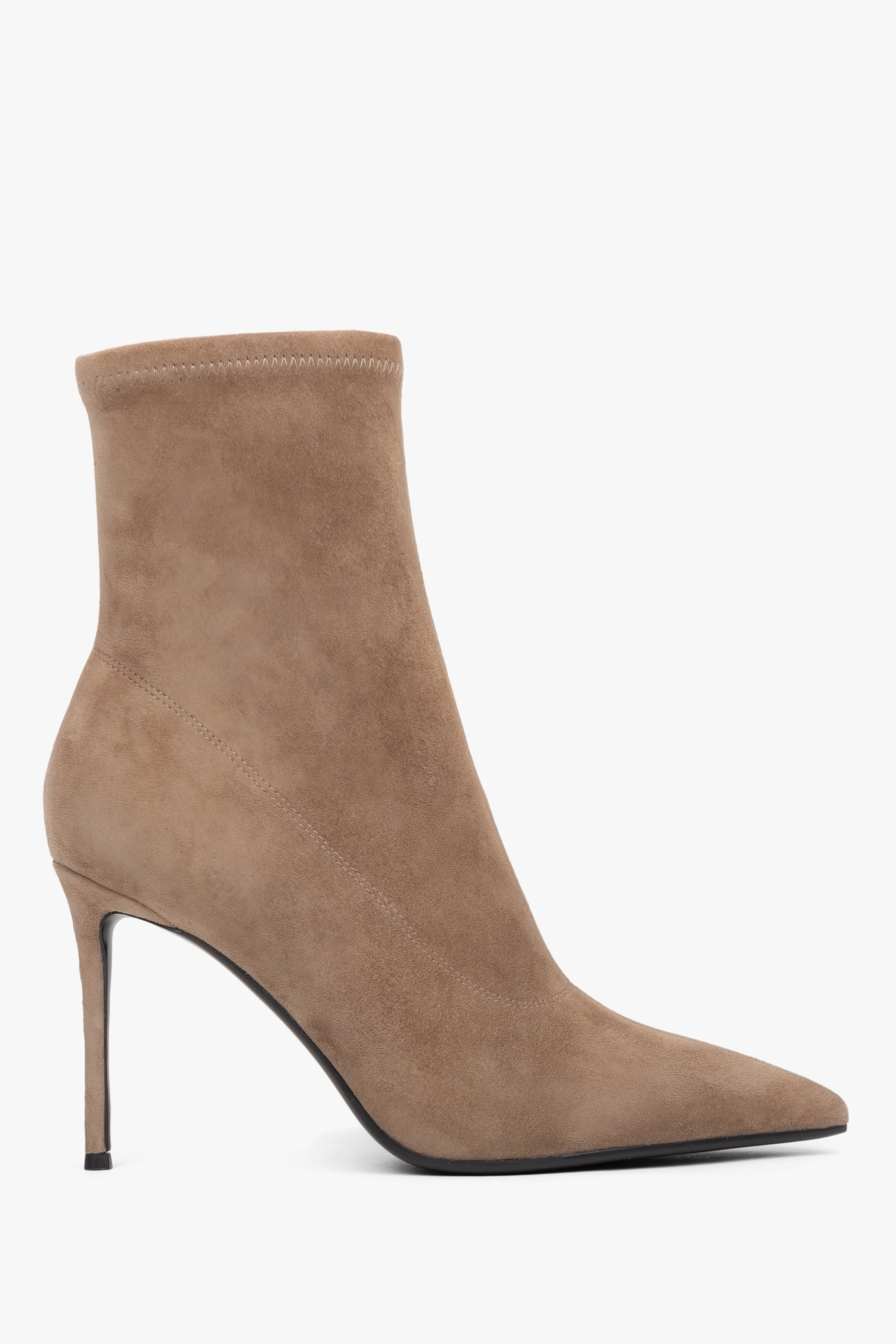 Women’s Beige Ankle Boots with Stretch Shaft on High Stiletto Heel Estro ER00118787.