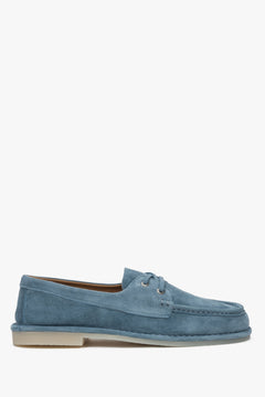 Women's Blue Nautical Style Velour Lace-up Loafers Estro ER00117143.