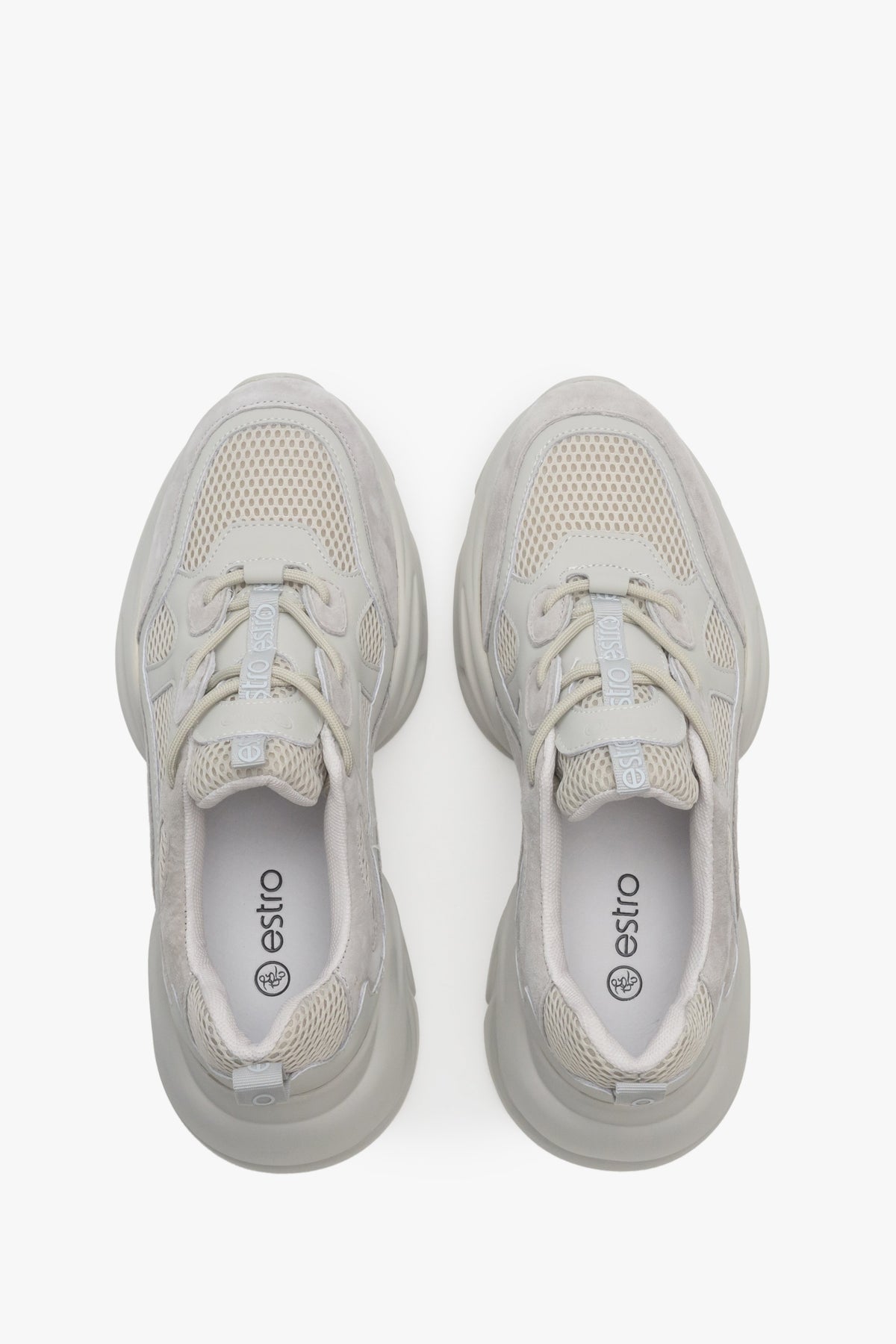 Women's Grey Low-Top Chunky Platform Sneakers Estro ER00114169