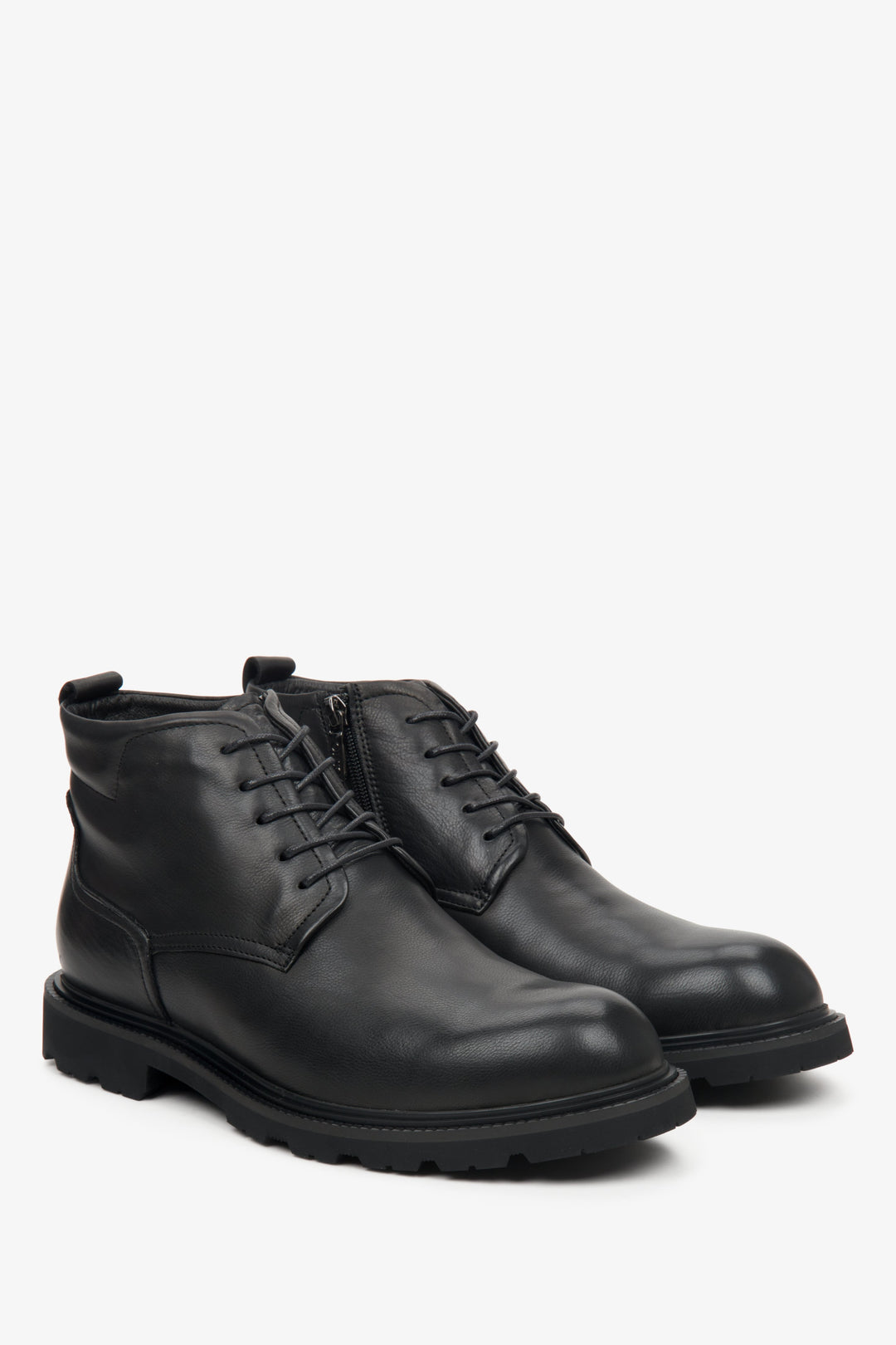 Men's black leather winter boots by Estro.
