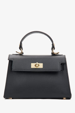 Women's Black Satchel Handbag made of Premium Italian Genuine Leather Estro ER00116345
