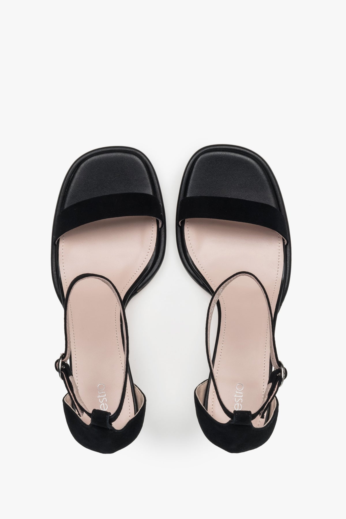 Classic black Estro women's sandals made of genuine leather – perfect for summer evenings, with an elegant heel that adds sophistication.