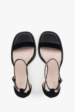 Classic black Estro women's sandals made of genuine leather – perfect for summer evenings, with an elegant heel that adds sophistication.