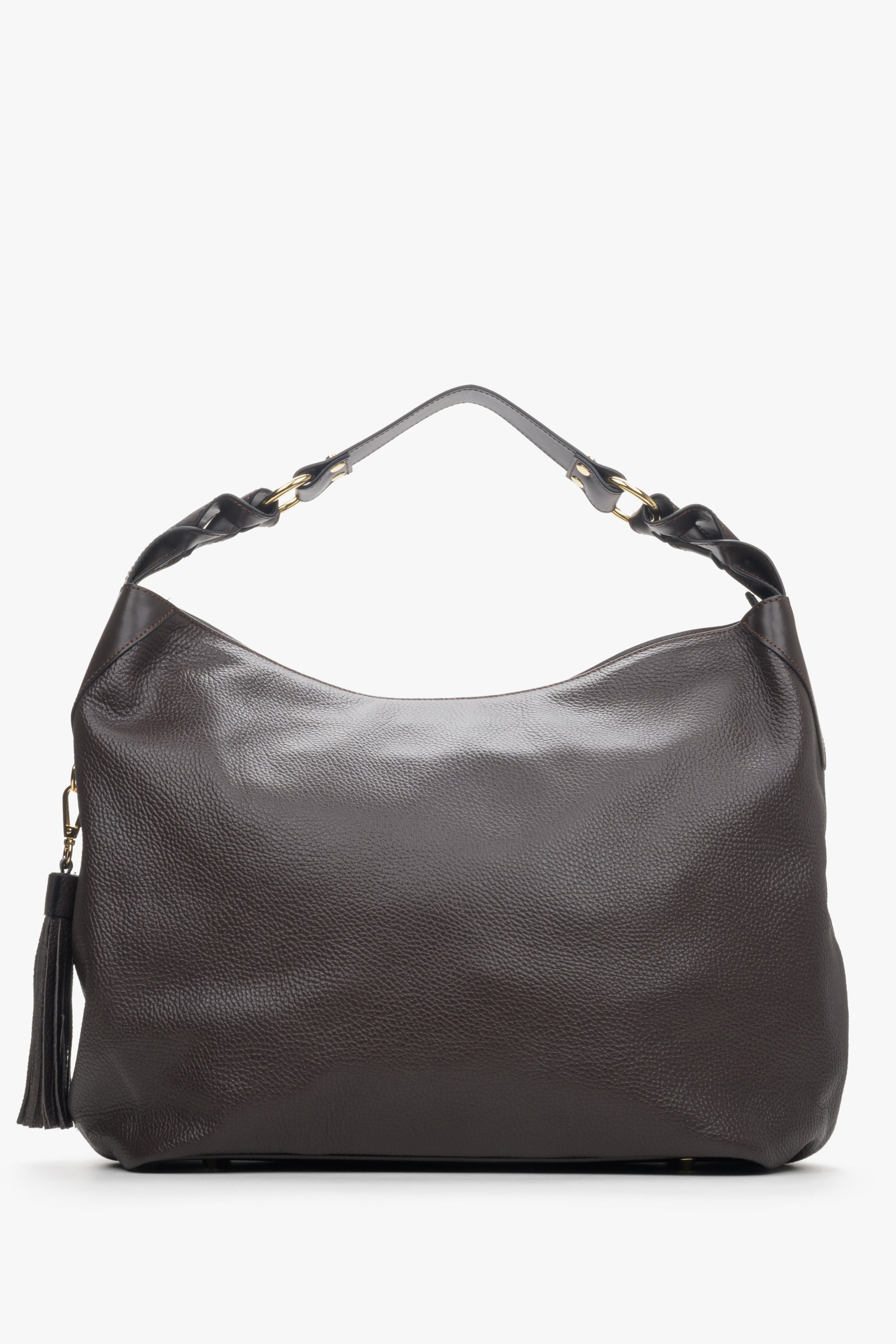 Women's dark brown leather  hobo bag by Estro.