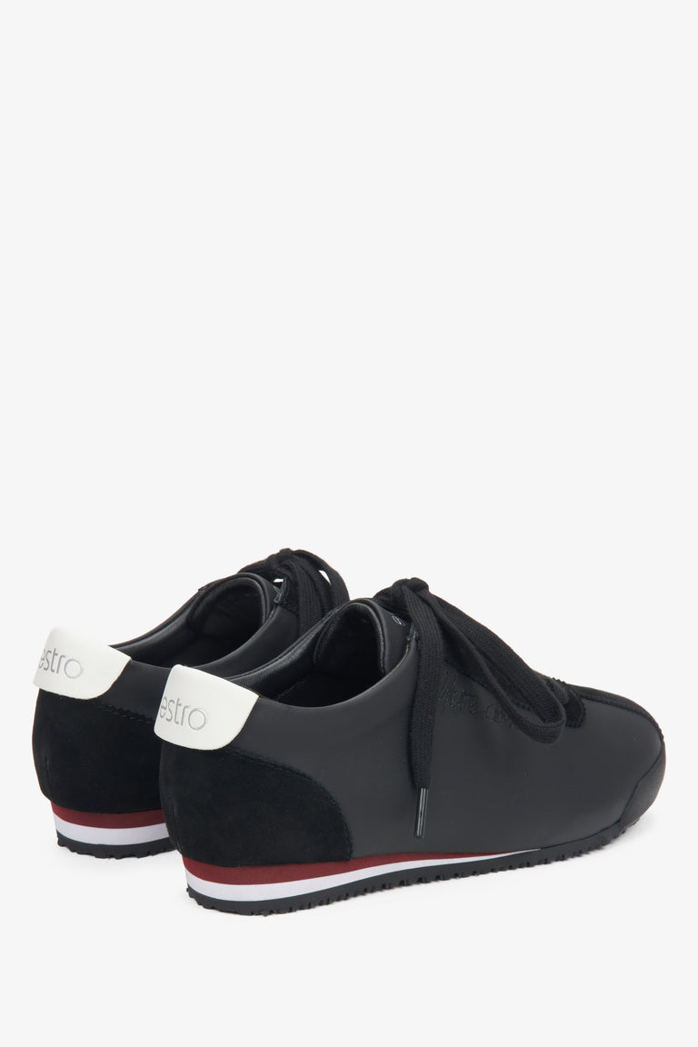 Comfortable black women's sneakers made of genuine leather and velour by Estro.