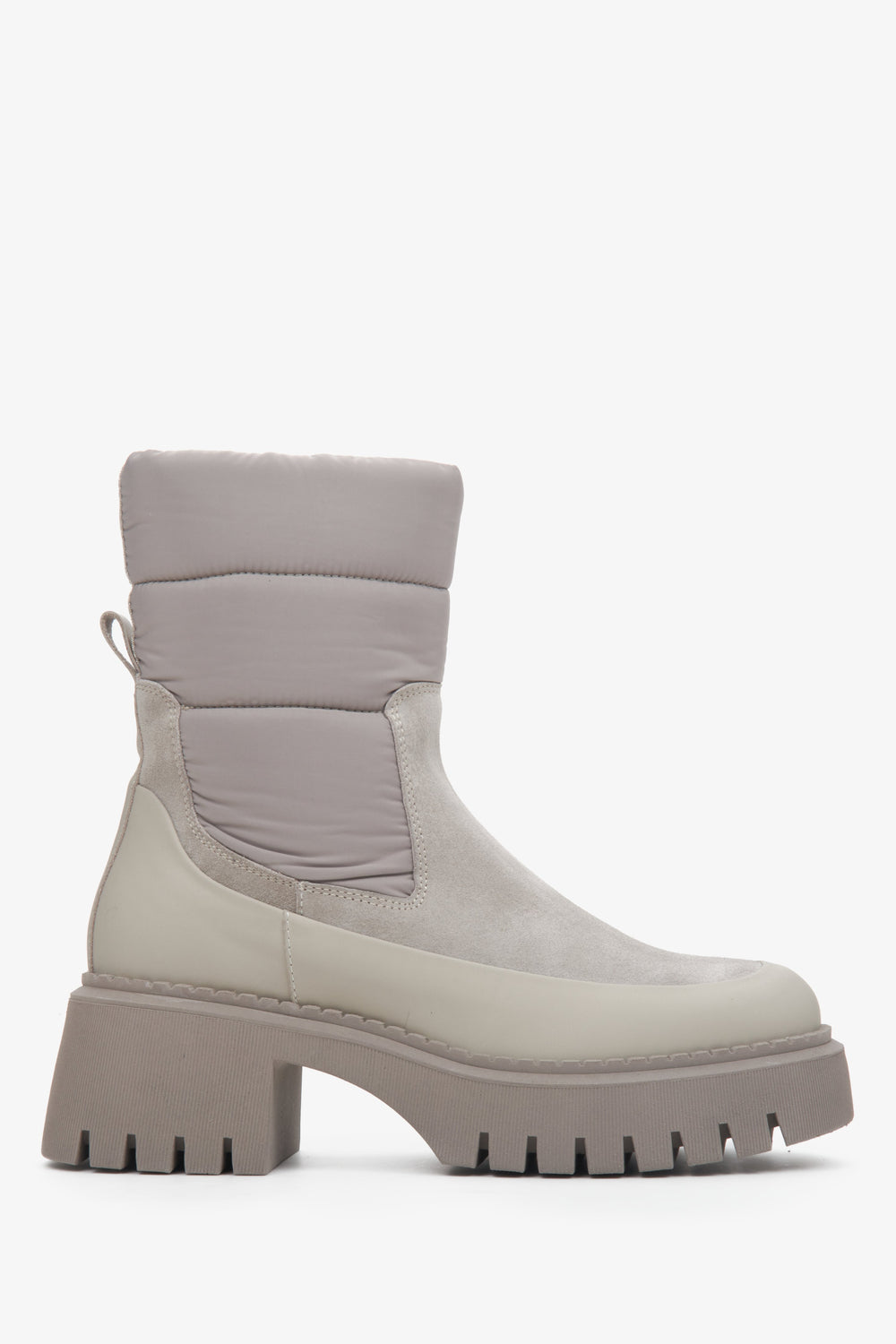Women's Grey Winter Boots on a Stable Platform in Velour and Leather Estrо ER00113681.