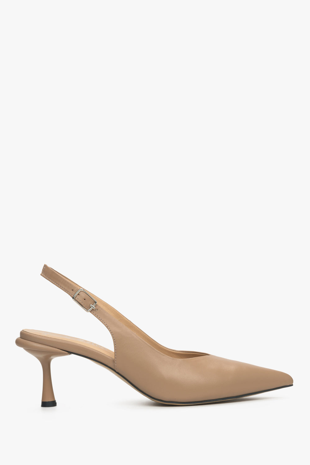 Women's Beige Leather Slingback Pumps Estro ER00115114.