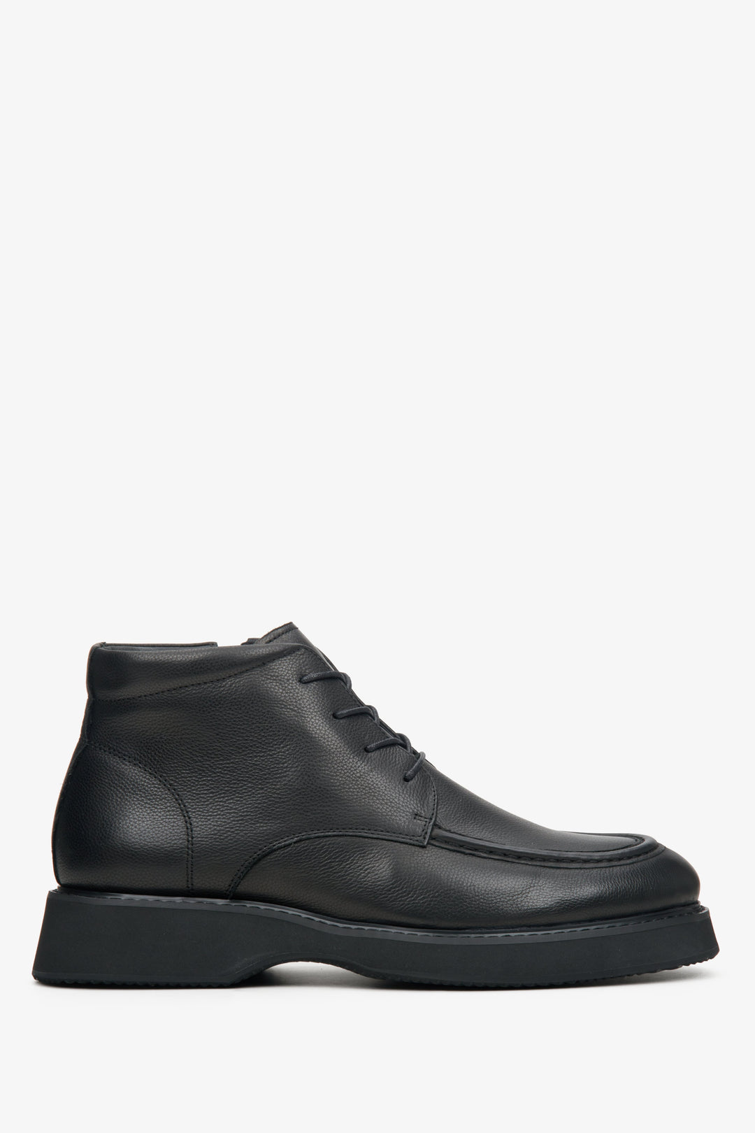Men's Black Lace-up Boots made of Genuine Leather Estro ER00114226.