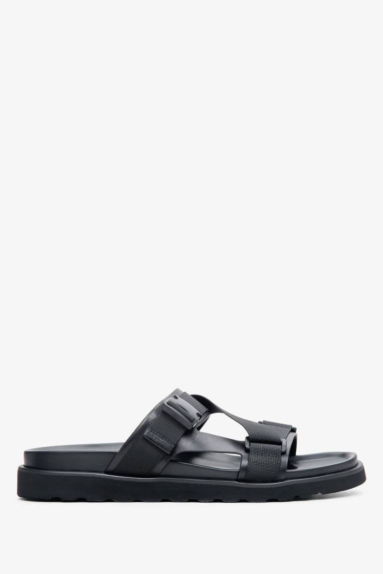 Men's Black Slides with Mixed Materials Estro ER00113561.