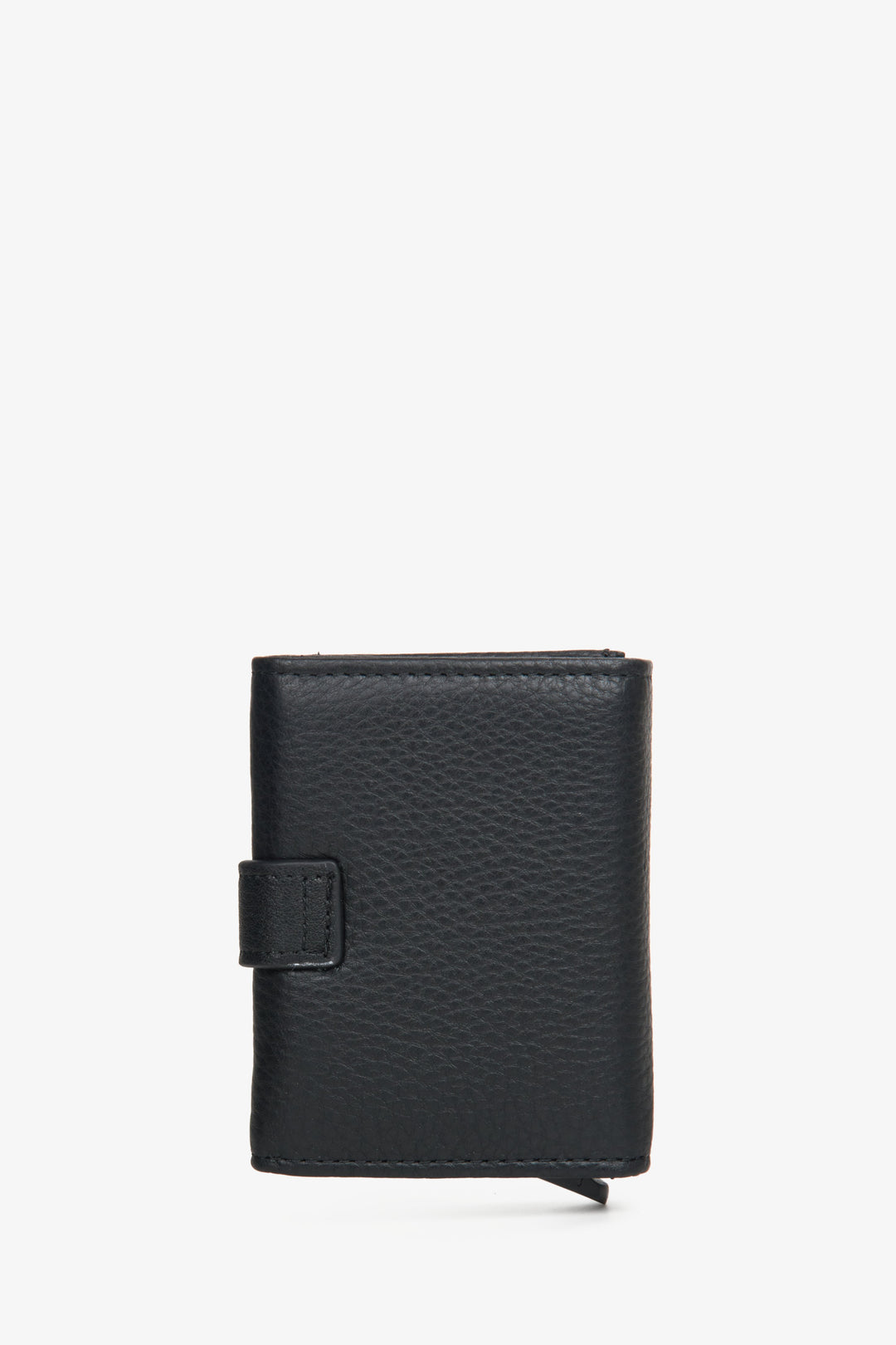 The back of the handy black men's wallet by Estro.