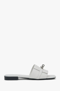 Women's White Slide Sandals with a Silver Embellishment Estro ER00117169.