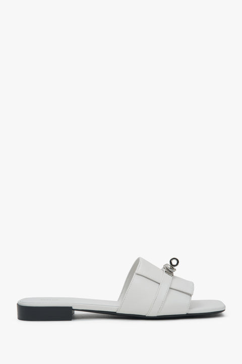 Women's White Slide Sandals with a Silver Embellishment Estro ER00117169.