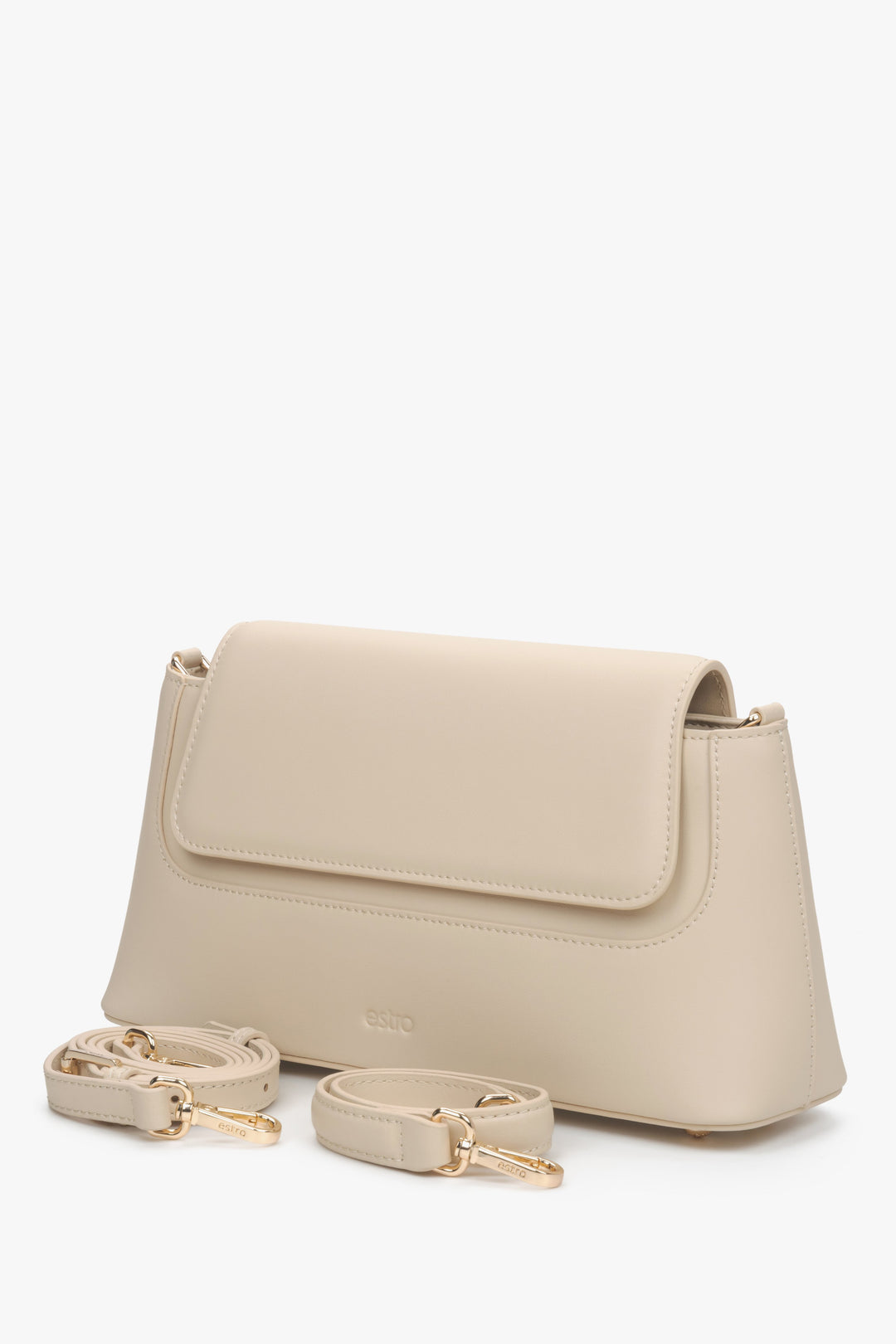 Estro beige leather trapezoidal women's bag.