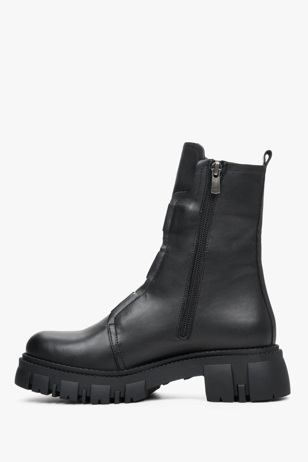 Elegant black women's natural leather ankle boots with an elastic insert for fall.