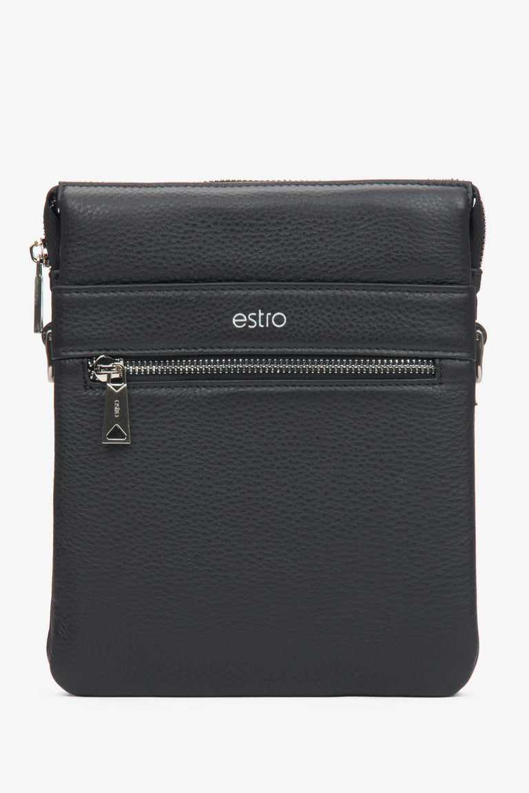 Men's Black Leather Shoulder Bag with Adjustable Strap Estro ER00116317