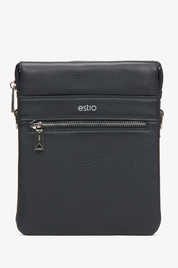 Men's Black Leather Shoulder Bag with Adjustable Strap Estro ER00116317