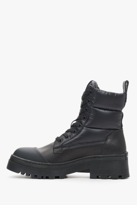 Black women's lace-up platform boots for winter - shoe toe.