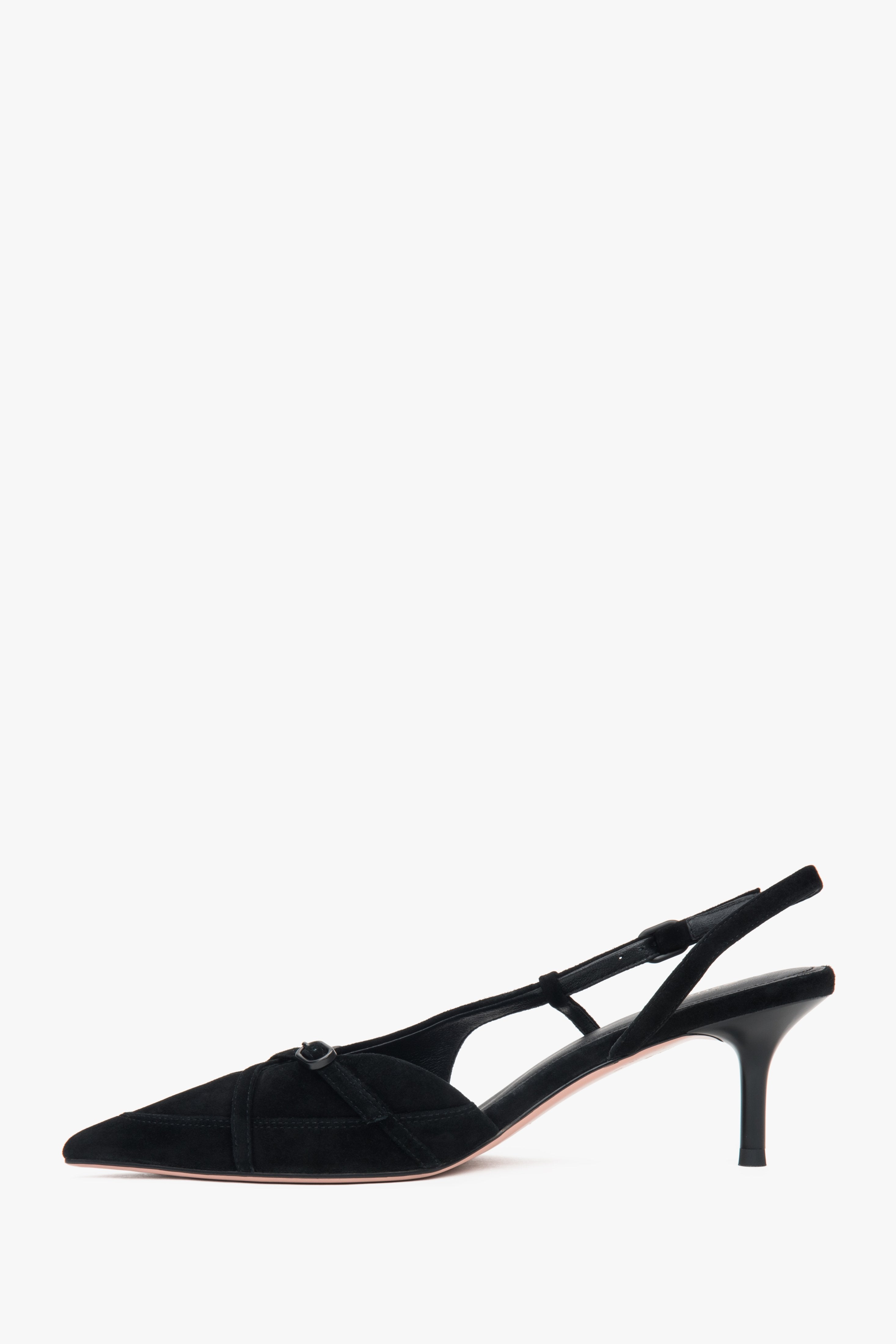 Estro women's slingbacks in black velour with low heel.