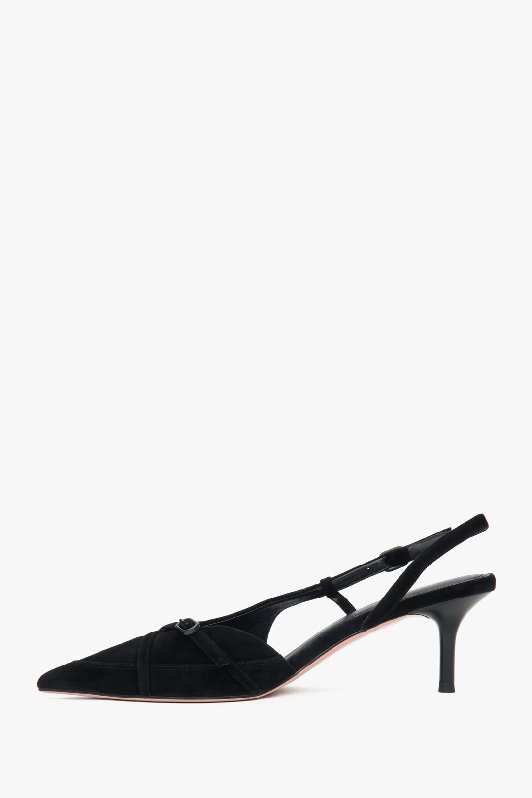 Estro women's slingbacks in black velour with low heel.