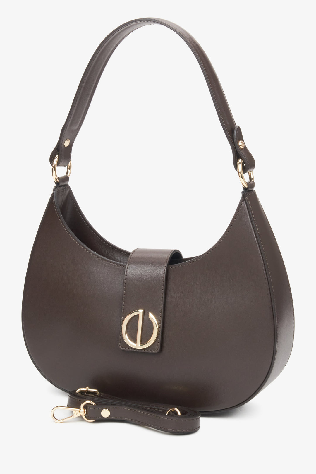 Estro women's dark brown handbag made of Italian genuine leather.